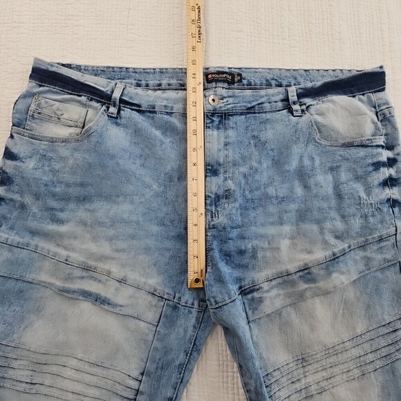 Southpole Jeans Men's 48 (50x33) Acid Wash Stretch Moto Distressed Y2K EUC - Picture 5 of 15
